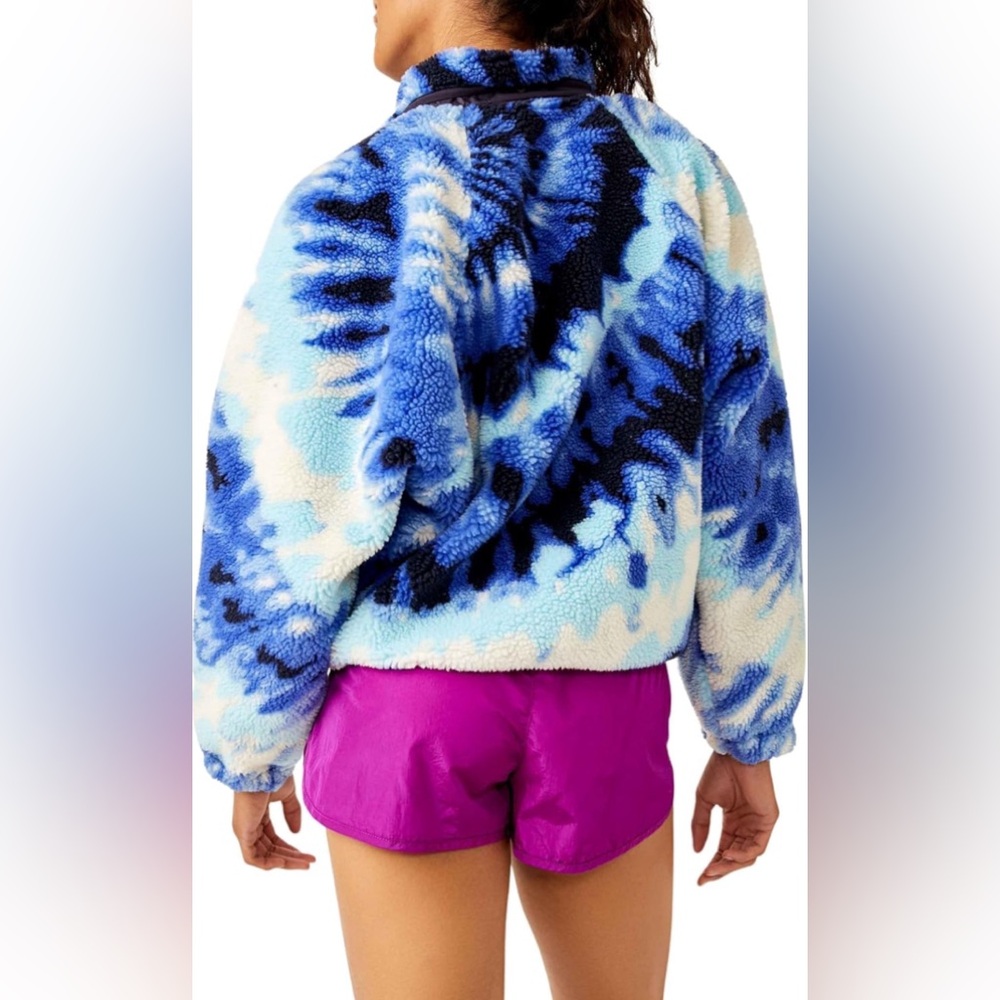 Free People Hit The Slopes Printed Pullover in Ocean Tie Dye Combo - Picture 2 of 5